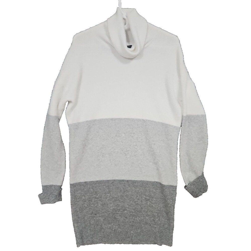 Rachel Roy Sweater Women XS Oversize Cream Grey Long Sleeve Turtle Neck